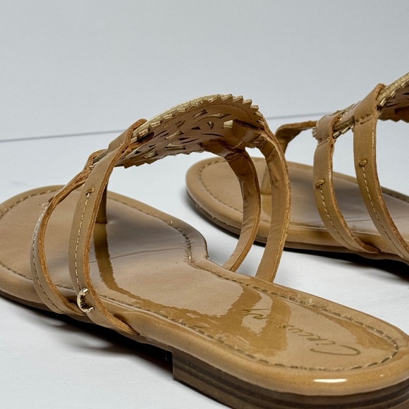 Sam Edelman Circus Women's Carney Medallion Almond Patent Thong Sandal 8.5 US - Picture 5 of 8